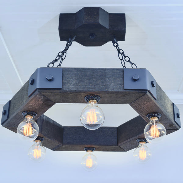 “The Portal” Hexagon Beam Chandelier